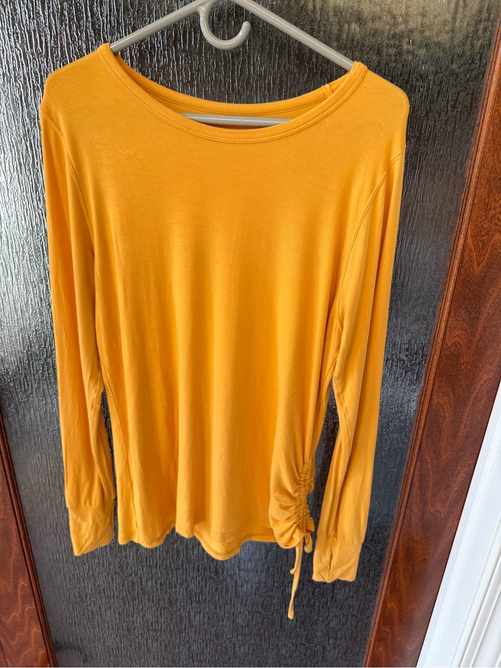 evy's tree Mustard Yellow Long Sleeve Ruched Side Tie L